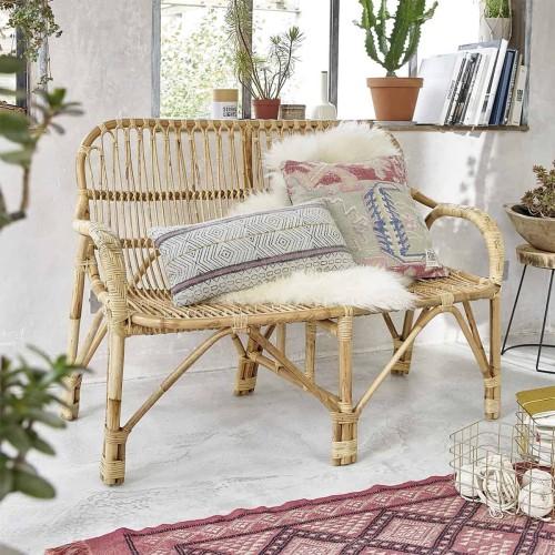 Banquette rotin vintage